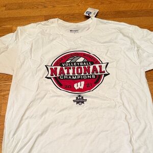 Champion White Wisconsin Badger Volleyball National 2021 Champions Tee NEW XL